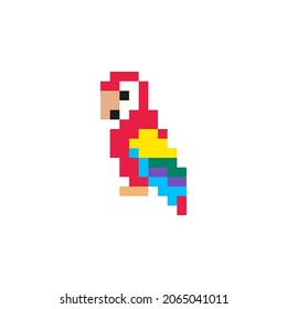 vector pixel art parrot on white background