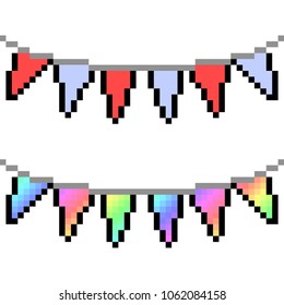 vector pixel art party rail flag isolated cartoon