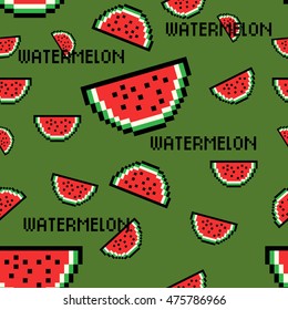 Vector pixel art  pattern with fruit