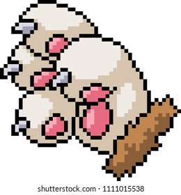 vector pixel art paw glove isolated cartoon