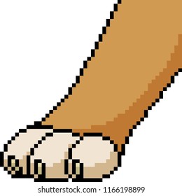 vector pixel art paw isolated cartoon
