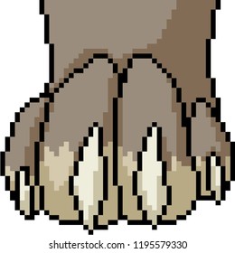 vector pixel art paw isolated cartoon
