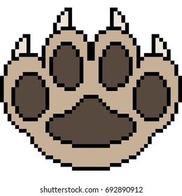 vector pixel art paw isolated