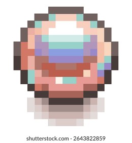 Vetor pixel arte de pérola com brilho multicolor para elemento, jogo, ícone, adesivo
