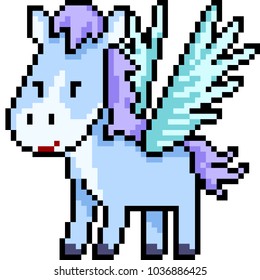 vector pixel art pegasus wing isolated cartoon