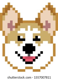 vector pixel art Pembroke Welsh Corgi dog isolated on white background.