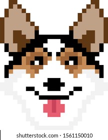 vector pixel art Pembroke Welsh Corgi dog isolated on white background.
