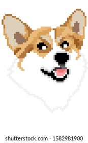 vector pixel art Pembroke Welsh Corgi dog isolated on white background.