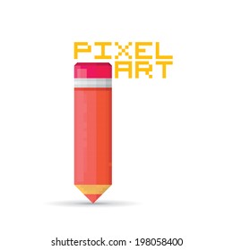 vector pixel art pencil. vector symbol of creativity and imagination