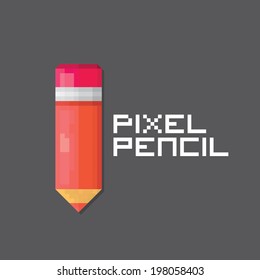 vector pixel art pencil. vector symbol of creativity and imagination