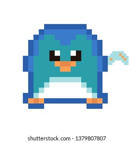 Vector Pixel Art Penguin, Character / Mascot Logo. Modern & Professional Business, Corporate Identity. Branding Shape, Icon, Symbol.