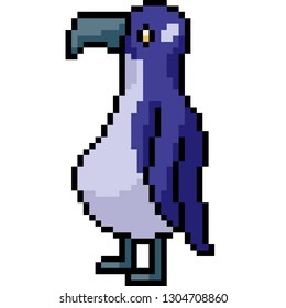 vector pixel art penguin isolated cartoon