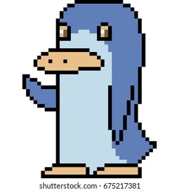 vector pixel art penguin isolated