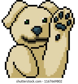 vector pixel art pet greeting isolated cartoon