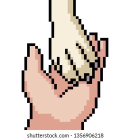 vector pixel art pet hand isolated cartoon