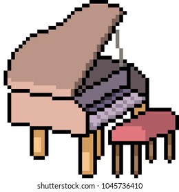 vector pixel art piano isolated cartoon