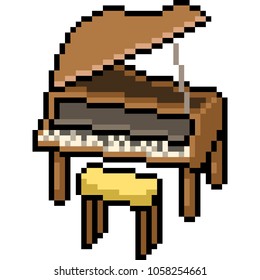 vector pixel art piano isolated cartoon