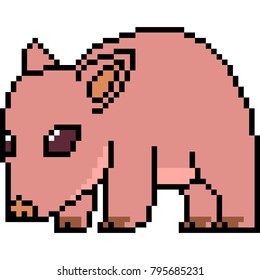 vector pixel art pig baby isolated