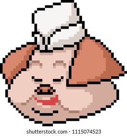 vector pixel art pig head isolated cartoon