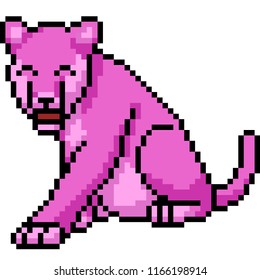 vector pixel art pink panther isolated cartoon
