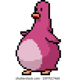 vector pixel art pink penguin isolated cartoon