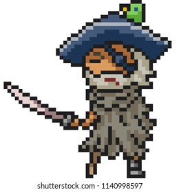 vector pixel art pirate warrior isolated cartoon