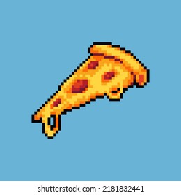 Vector pixel art pizza icon illustration