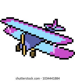 vector pixel art plane toy isolated cartoon