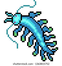 vector pixel art plankton deep sea isolated cartoon