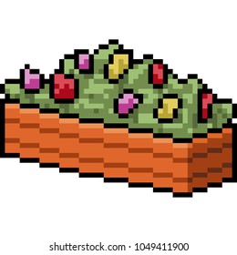 vector pixel art plant garden isolated cartoon