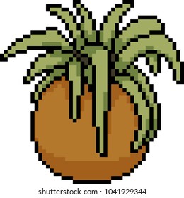 vector pixel art plant pot isolated cartoon