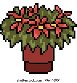 vector pixel art plant pot isolated