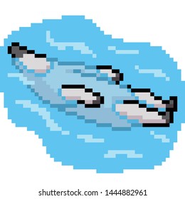 vector pixel art polar bear swim isolated cartoon