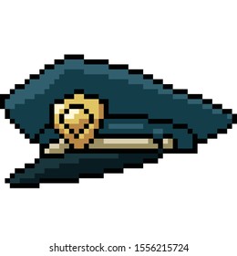 vector pixel art police hat isolated cartoon