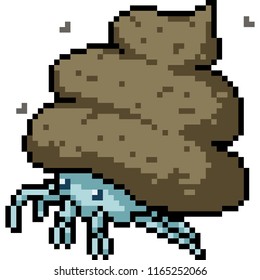vector pixel art poop crab isolated cartoon