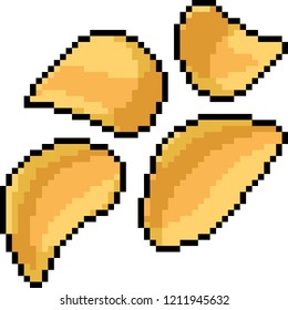 vector pixel art potato chip isolated cartoon