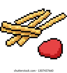 vector pixel art potato fried isolated cartoon