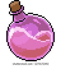 vector pixel art potion bottle isolated cartoon