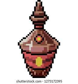 vector pixel art potion bottle isolated cartoon
