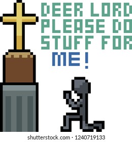 vector pixel art pray to god isolated cartoon