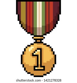 vector pixel art prize badge isolated cartoon