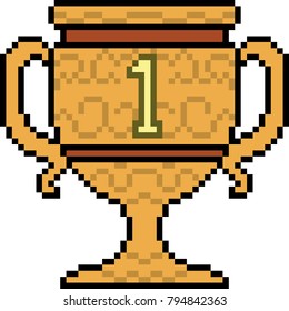 vector pixel art prize cup isolated