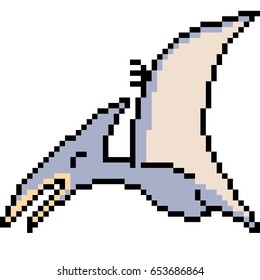 vector pixel art pteranodon dinosaur