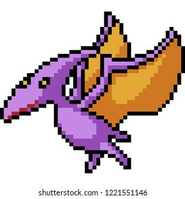 vector pixel art pteranodon isolated cartoon