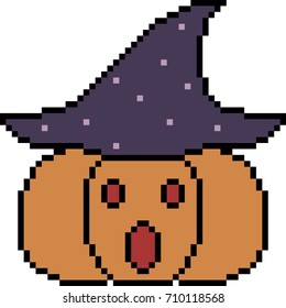 vector pixel art pumpkin halloween isolated