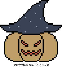 vector pixel art pumpkin halloween isolated