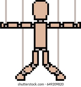 vector pixel art Puppet doll