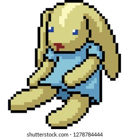 vector pixel art rabbit doll isolated cartoon