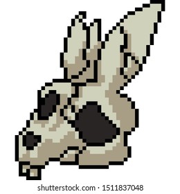 vector pixel art rabbit skull isolated cartoon