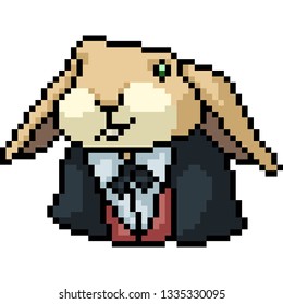 vector pixel art rabbit suit isolated cartoon